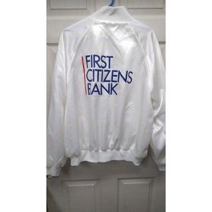Vintage First Citizens Bank White Jacket Windbreaker Size XX-Large Snap Up Rare